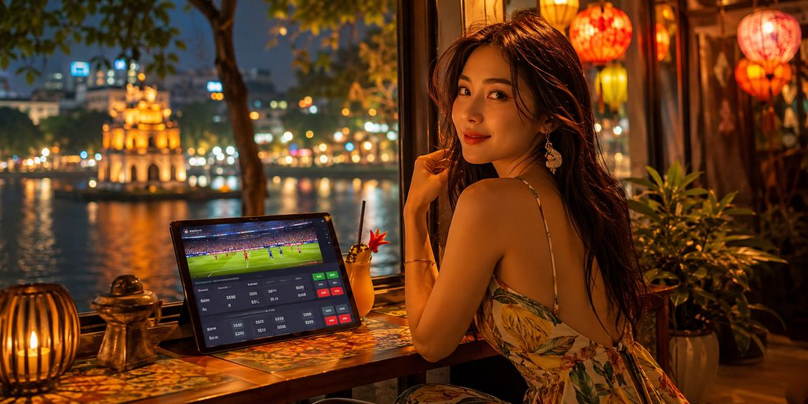 Người chơi tại Hà Nội xem thông tin cá cược trên điện thoại bên tách cà phê