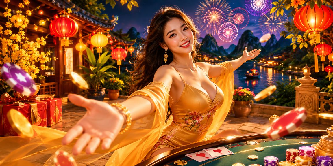 Người chơi thưởng thức trò chơi bài trong không gian đèn lồng Hội An về đêm