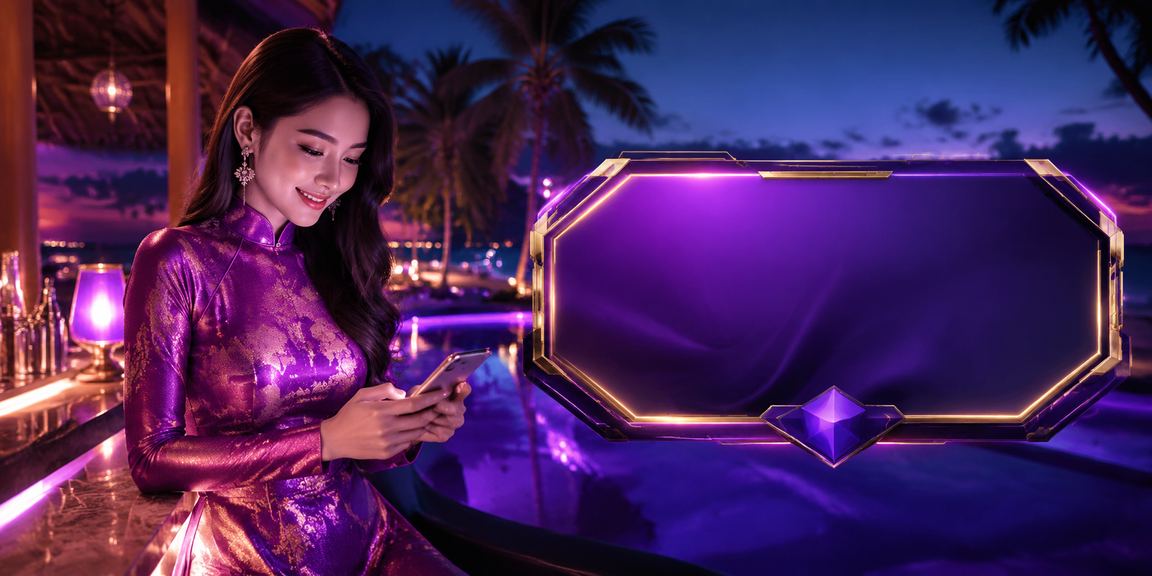 Người dùng mặc áo dài tại Mũi Né thực hiện giao dịch nạp tiền trên điện thoại — hình ảnh đời thường của người dùng xsdp